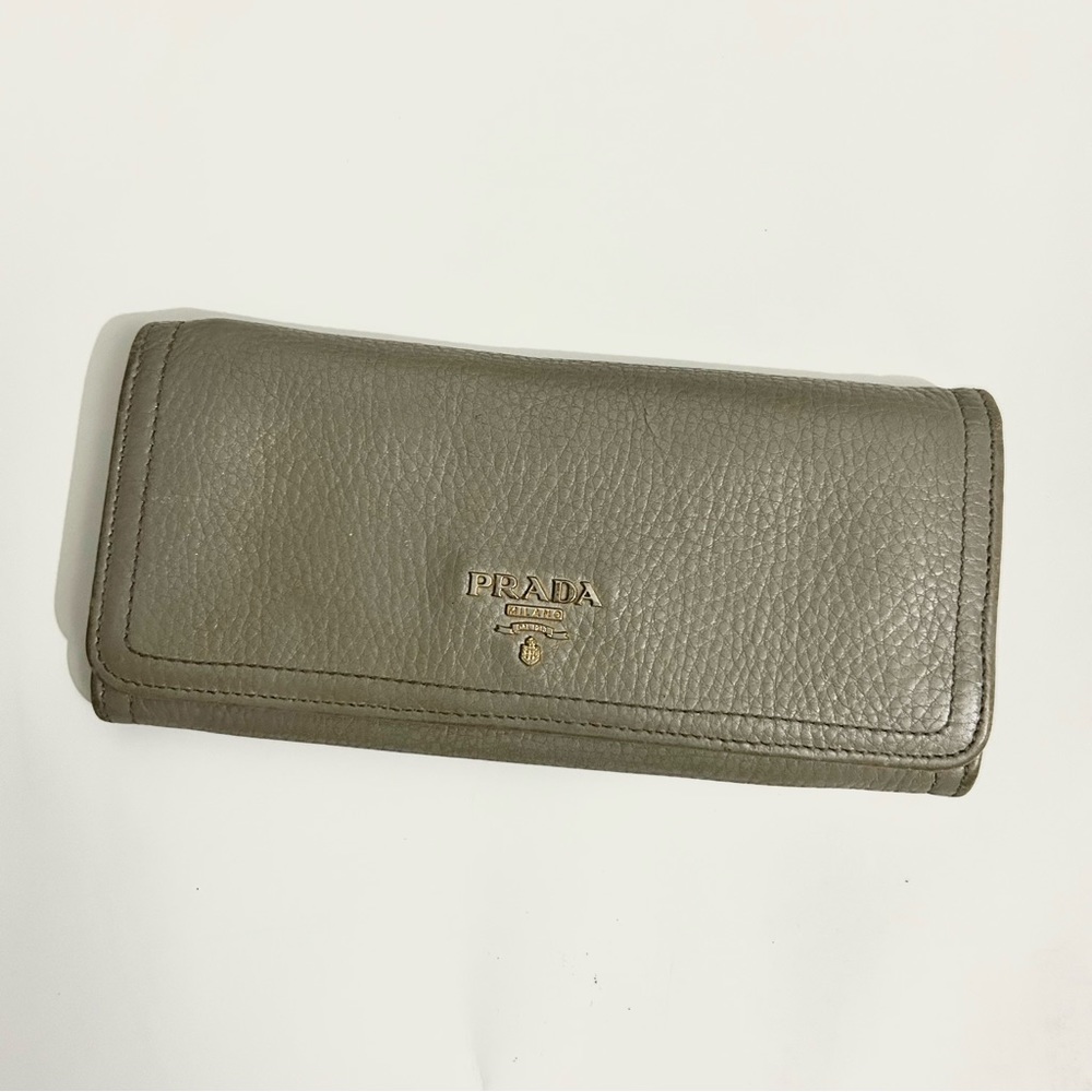 Prada Large Leather Taupe Wallet
